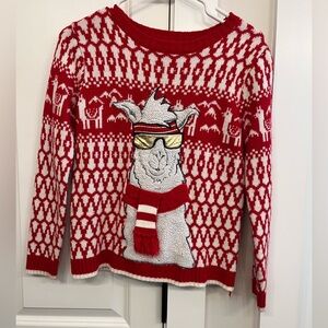 Joyland Red and White Llama Winter Fall Christmas Holiday Sweater Size Medium